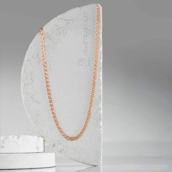 Цепь из красного золота 585, плетение «Ромб двойной»